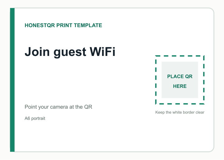 Guest WiFi card template preview