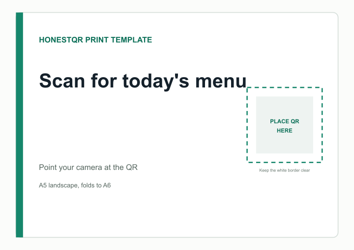 Restaurant table tent template preview